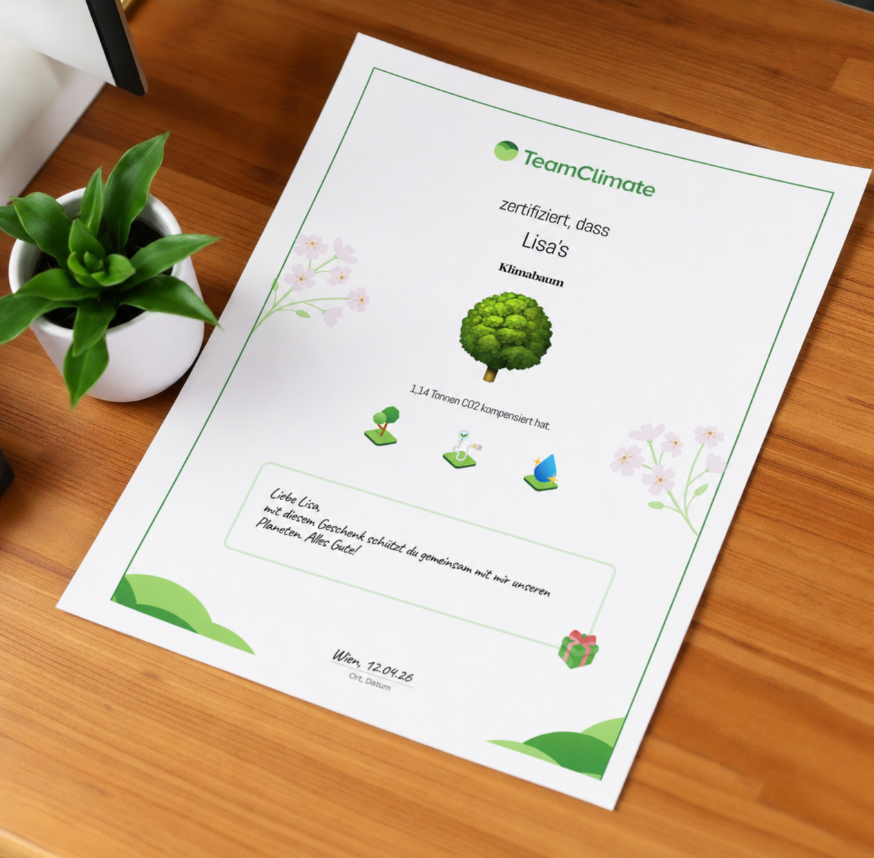 Personalised gift certificate